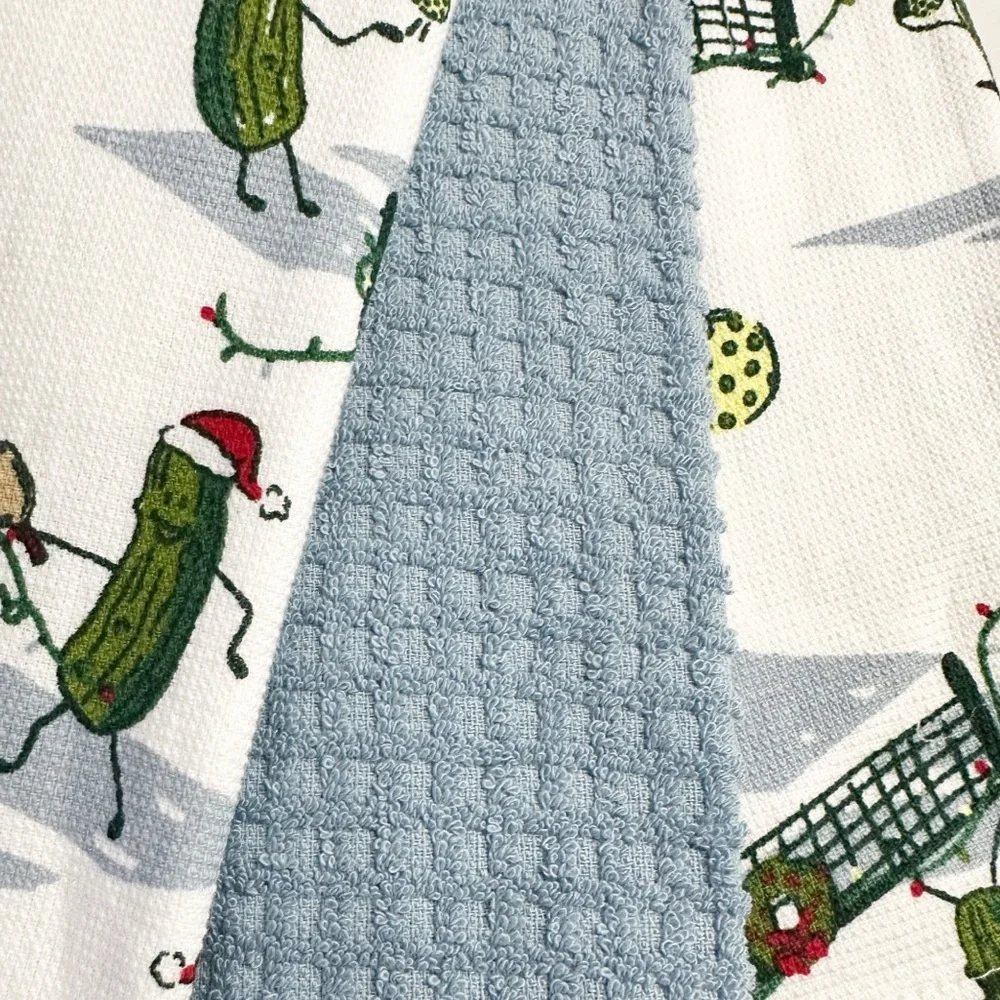 NEW Isaac Mizrahi SANTA/CHRISTMAS PICKLEBALL Kitchen Towel Set/3